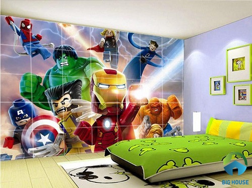 Mẫu gạch ốp tường siêu anh hùng Marvel 3D này cho phòng ngủ của bé thêm ấn tượng gạch ốp tường phòng ngủ 3D 4